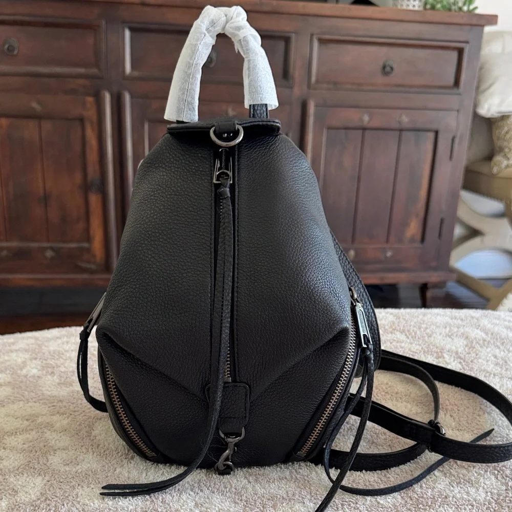 Rebecca Minkoff Pebbled Black Leather Backpack - Picture 4 of 7